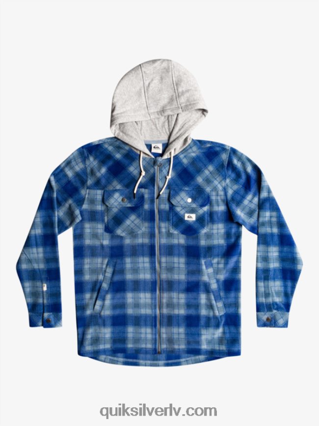 vīriešiem Quiksilver super uzbriest vilnas jaka ar kapuci ar rāvējslēdzēju sodalīta zils super pleds 88064R1475