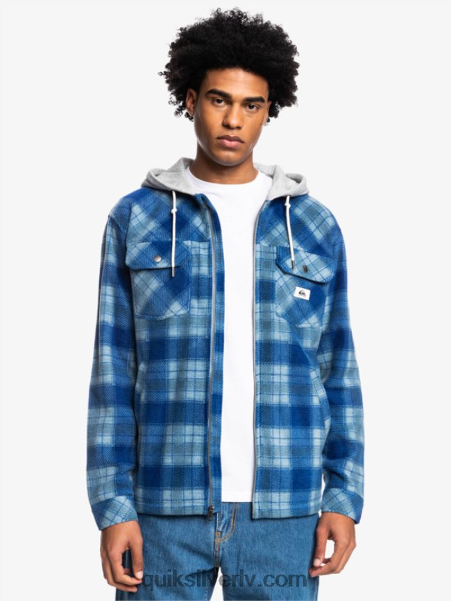 vīriešiem Quiksilver super uzbriest vilnas jaka ar kapuci ar rāvējslēdzēju sodalīta zils super pleds 88064R1475