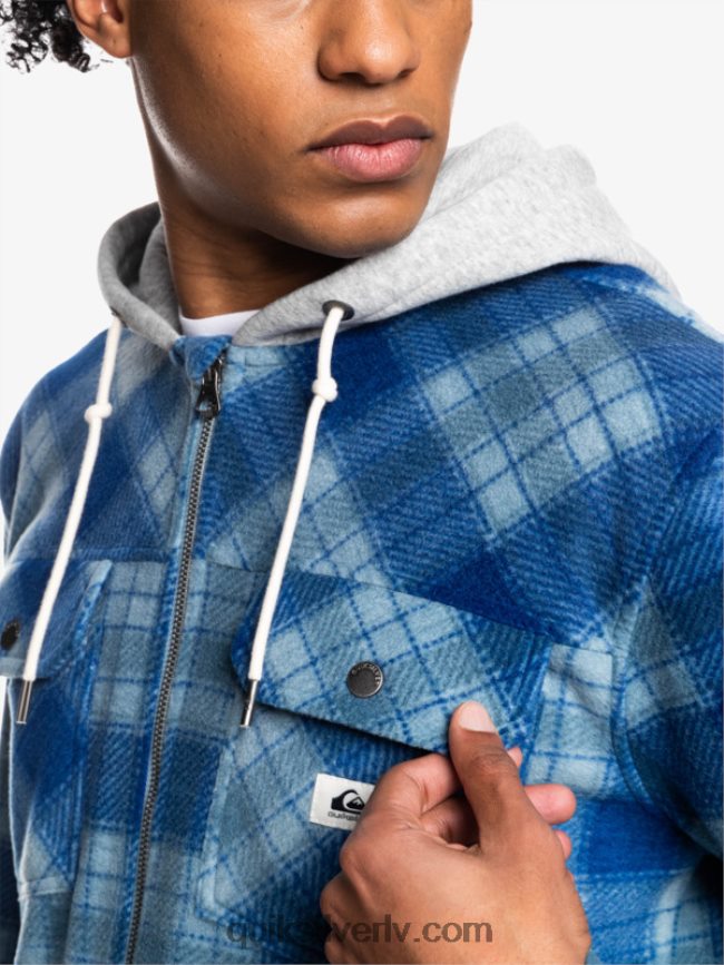 vīriešiem Quiksilver super uzbriest vilnas jaka ar kapuci ar rāvējslēdzēju sodalīta zils super pleds 88064R1475