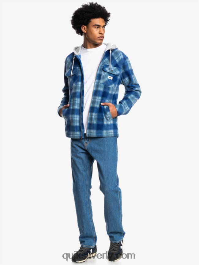 vīriešiem Quiksilver super uzbriest vilnas jaka ar kapuci ar rāvējslēdzēju sodalīta zils super pleds 88064R1475