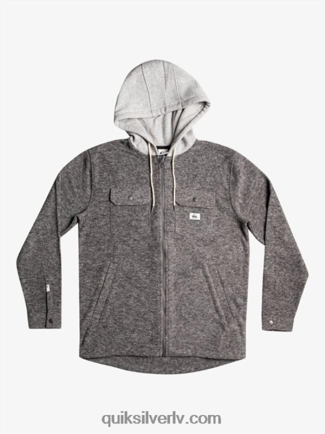vīriešiem Quiksilver super uzbriest vilnas jaka ar kapuci ar rāvējslēdzēju tumši pelēki virši 88064R1472