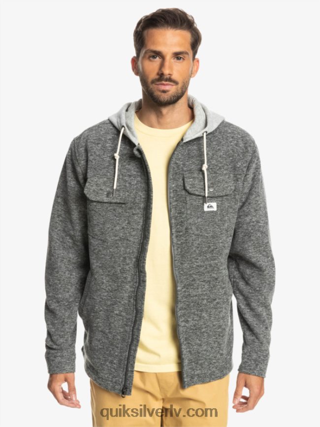 vīriešiem Quiksilver super uzbriest vilnas jaka ar kapuci ar rāvējslēdzēju tumši pelēki virši 88064R1472