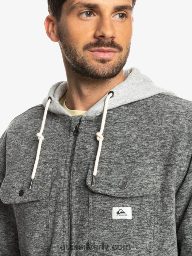 vīriešiem Quiksilver super uzbriest vilnas jaka ar kapuci ar rāvējslēdzēju tumši pelēki virši 88064R1472