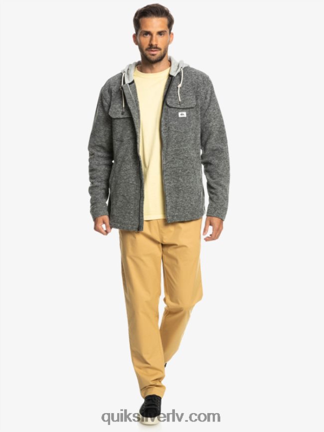 vīriešiem Quiksilver super uzbriest vilnas jaka ar kapuci ar rāvējslēdzēju tumši pelēki virši 88064R1472