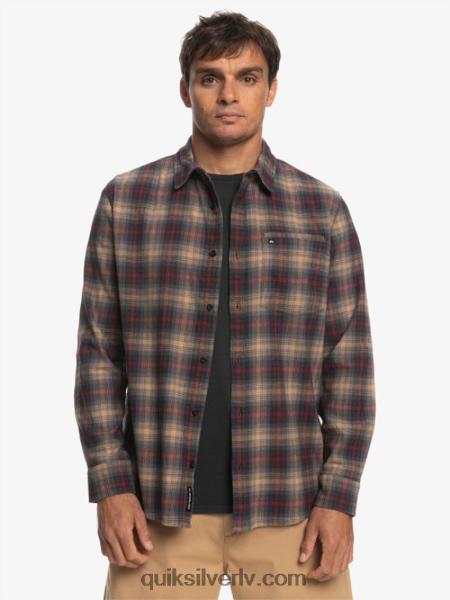 vīriešiem Quiksilver Cramond stretch krekls ar garām piedurknēm rubīna vīna kramonds 88064R1049