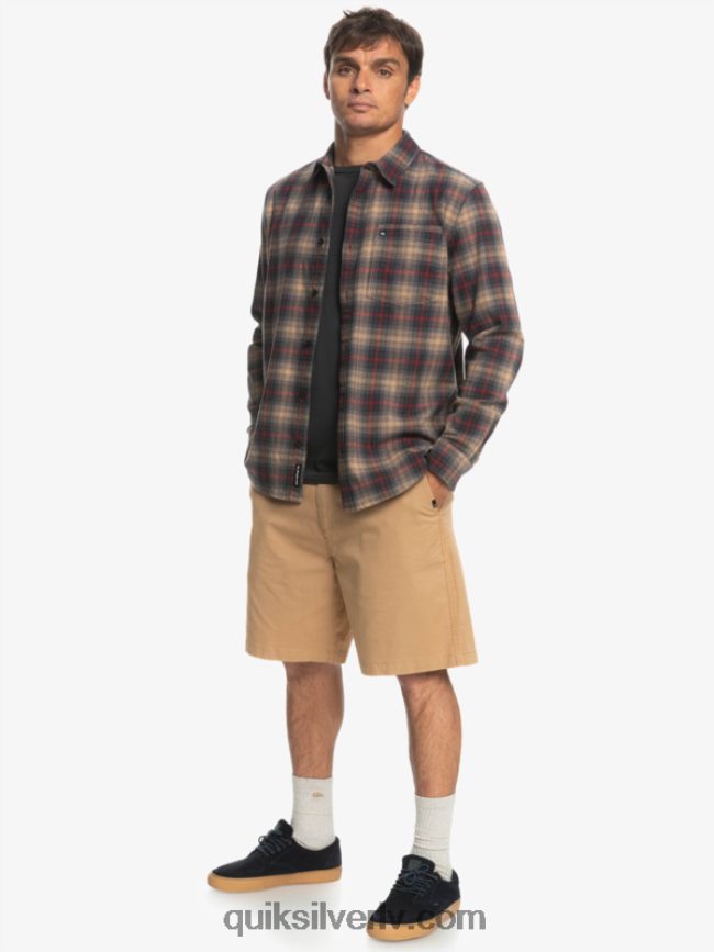vīriešiem Quiksilver Cramond stretch krekls ar garām piedurknēm rubīna vīna kramonds 88064R1049