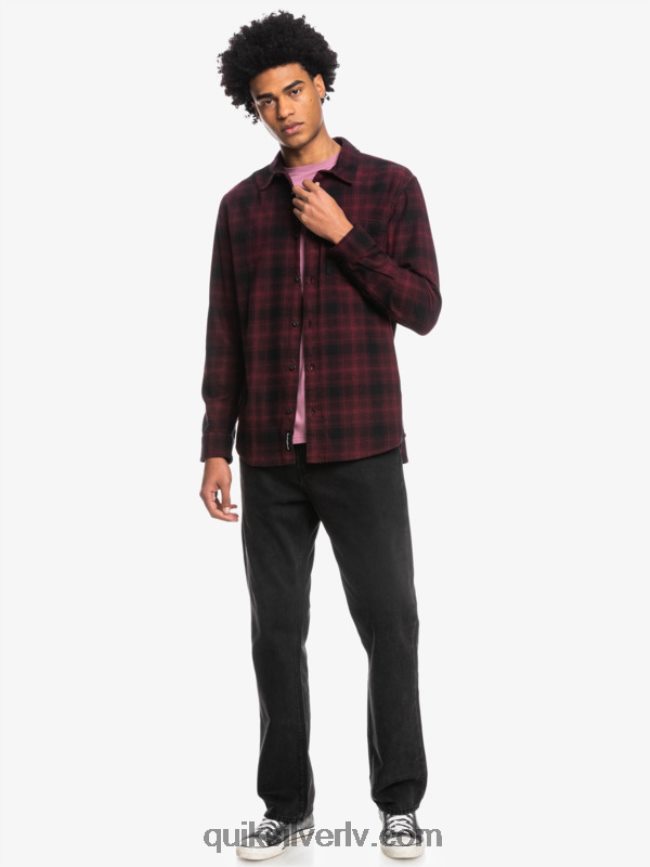 vīriešiem Quiksilver Ganaway elastīgs flaneļa krekls ar garām piedurknēm melnais ganaway 88064R1769