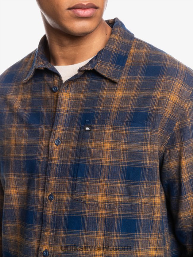 vīriešiem Quiksilver Ganaway elastīgs flaneļa krekls ar garām piedurknēm zīmotnes zilā ganaway 88064R1767