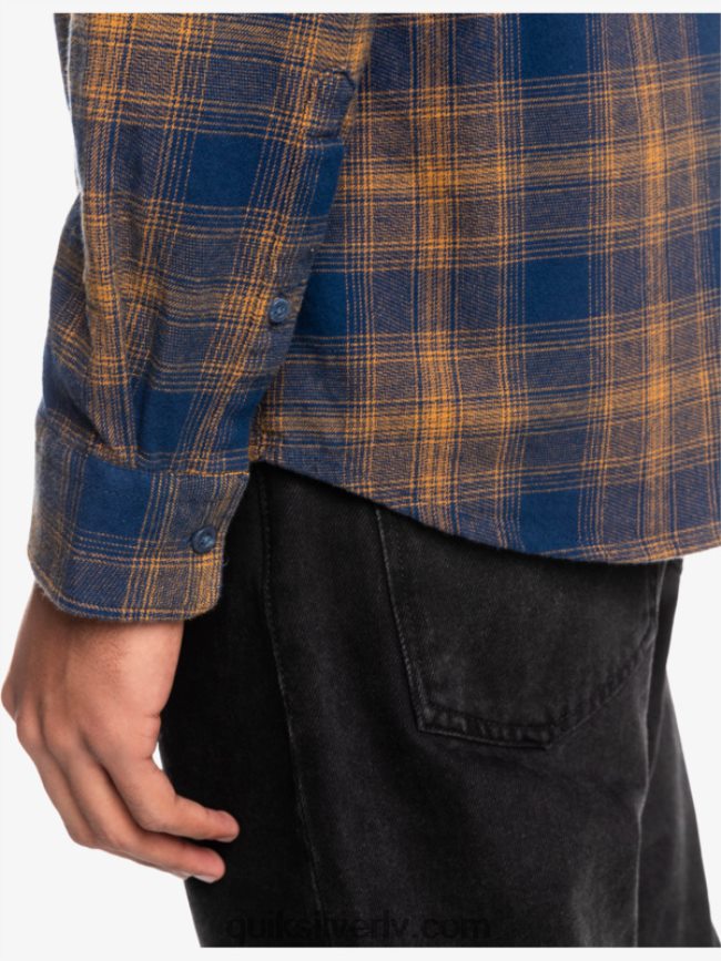 vīriešiem Quiksilver Ganaway elastīgs flaneļa krekls ar garām piedurknēm zīmotnes zilā ganaway 88064R1767