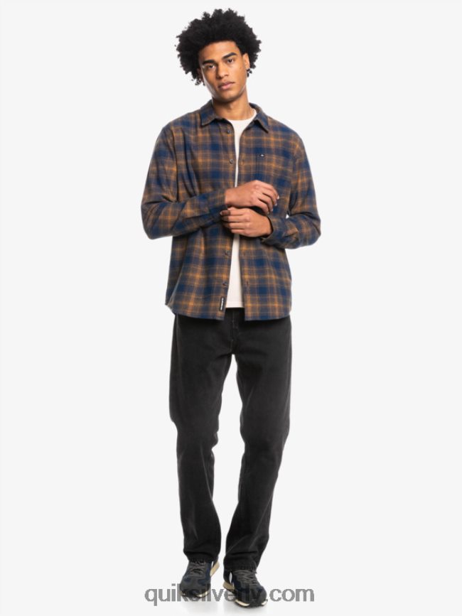 vīriešiem Quiksilver Ganaway elastīgs flaneļa krekls ar garām piedurknēm zīmotnes zilā ganaway 88064R1767