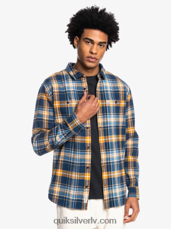 vīriešiem Quiksilver Intrepide explorer flaneļa krekls ar garām piedurknēm zīmotnes zils bezbailīgs 88064R1770