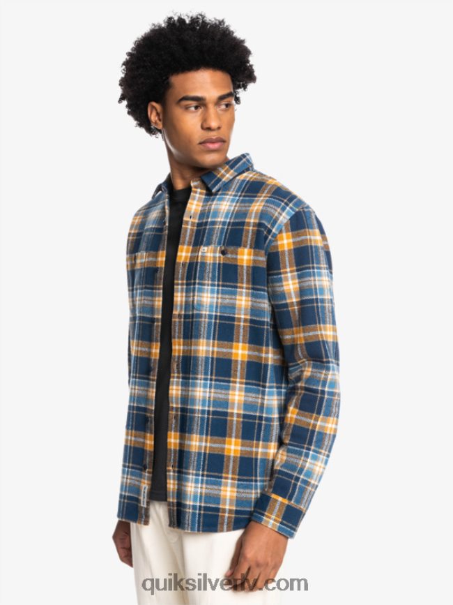 vīriešiem Quiksilver Intrepide explorer flaneļa krekls ar garām piedurknēm zīmotnes zils bezbailīgs 88064R1770