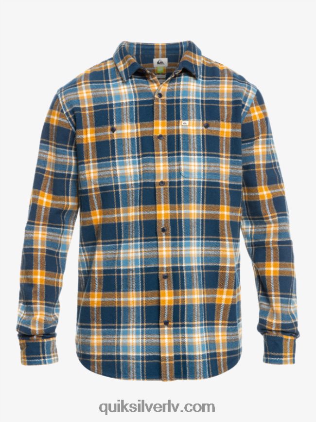 vīriešiem Quiksilver Intrepide explorer flaneļa krekls ar garām piedurknēm zīmotnes zils bezbailīgs 88064R1770