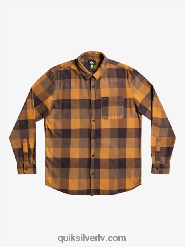 vīriešiem Quiksilver Motherfly flaneļa krekls ar garām piedurknēm brūnā cukura mātere 88064R1574