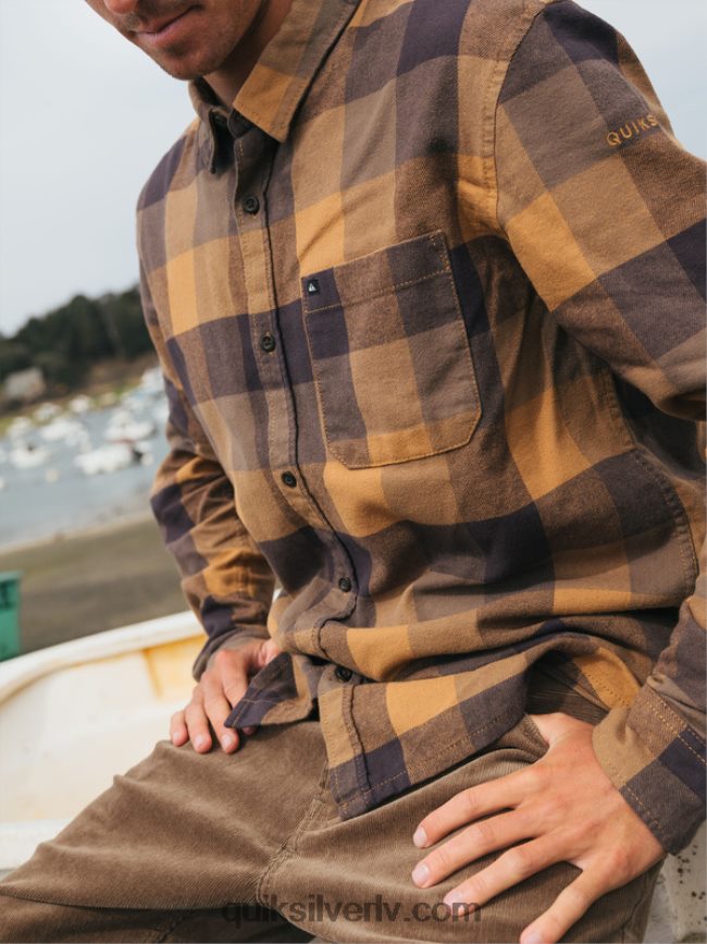 vīriešiem Quiksilver Motherfly flaneļa krekls ar garām piedurknēm brūnā cukura mātere 88064R1574