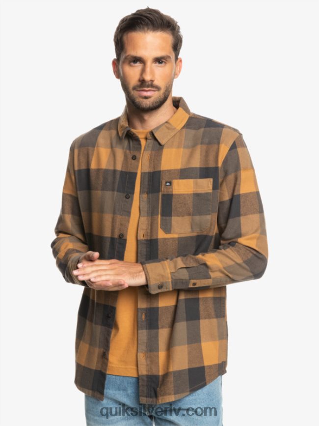 vīriešiem Quiksilver Motherfly flaneļa krekls ar garām piedurknēm brūnā cukura mātere 88064R1574