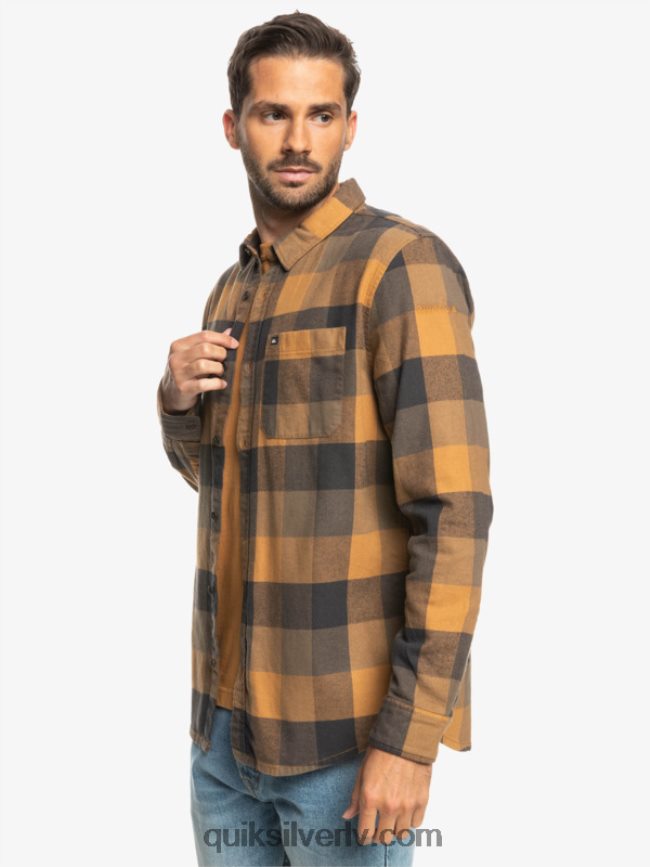 vīriešiem Quiksilver Motherfly flaneļa krekls ar garām piedurknēm brūnā cukura mātere 88064R1574