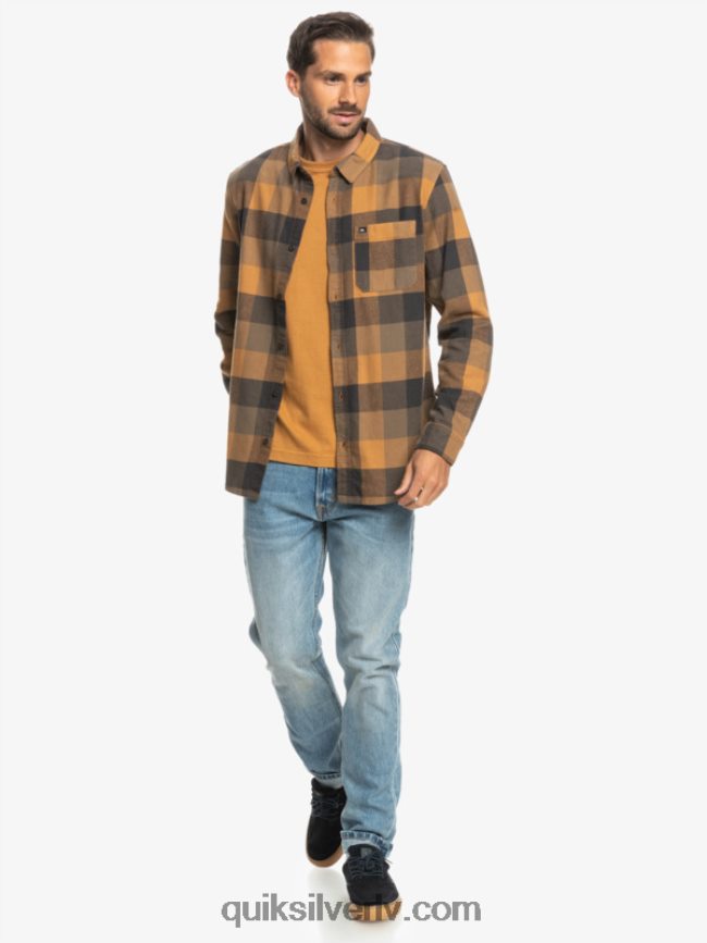 vīriešiem Quiksilver Motherfly flaneļa krekls ar garām piedurknēm brūnā cukura mātere 88064R1574