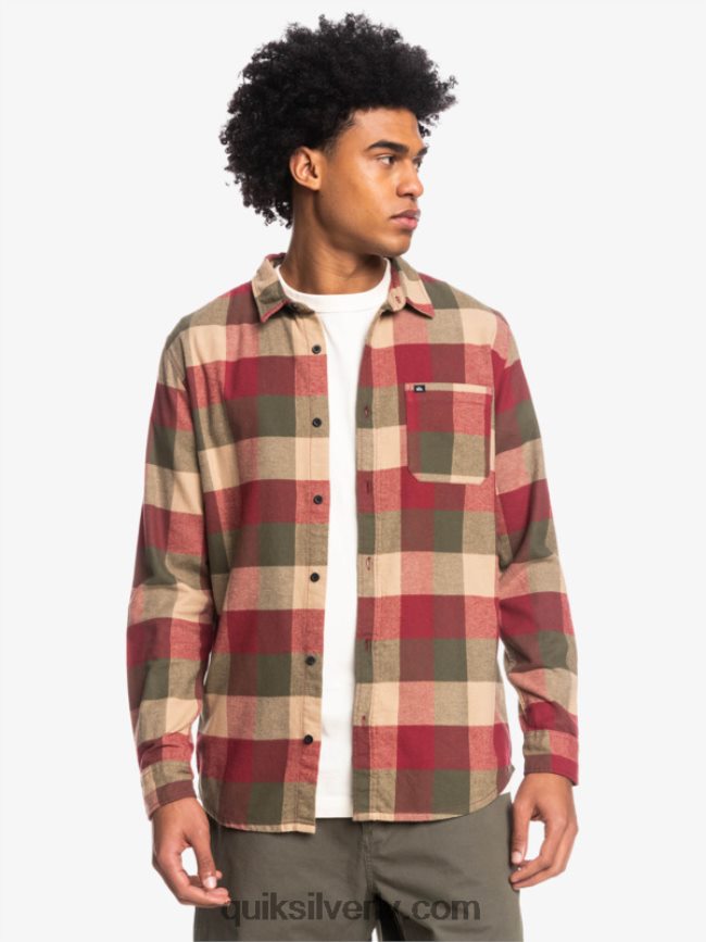 vīriešiem Quiksilver Motherfly flaneļa krekls ar garām piedurknēm rubīna vīna mātesmuša 88064R1571
