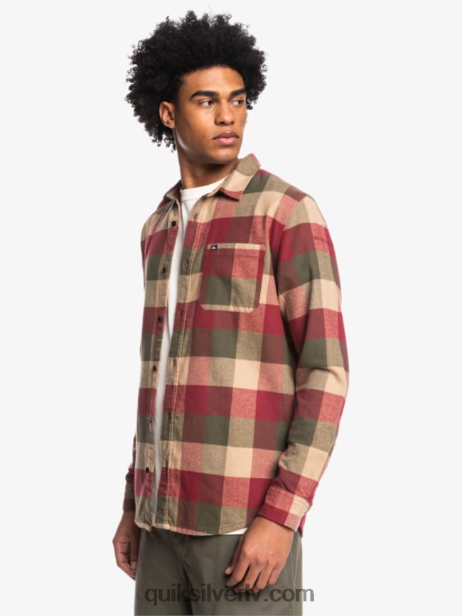 vīriešiem Quiksilver Motherfly flaneļa krekls ar garām piedurknēm rubīna vīna mātesmuša 88064R1571