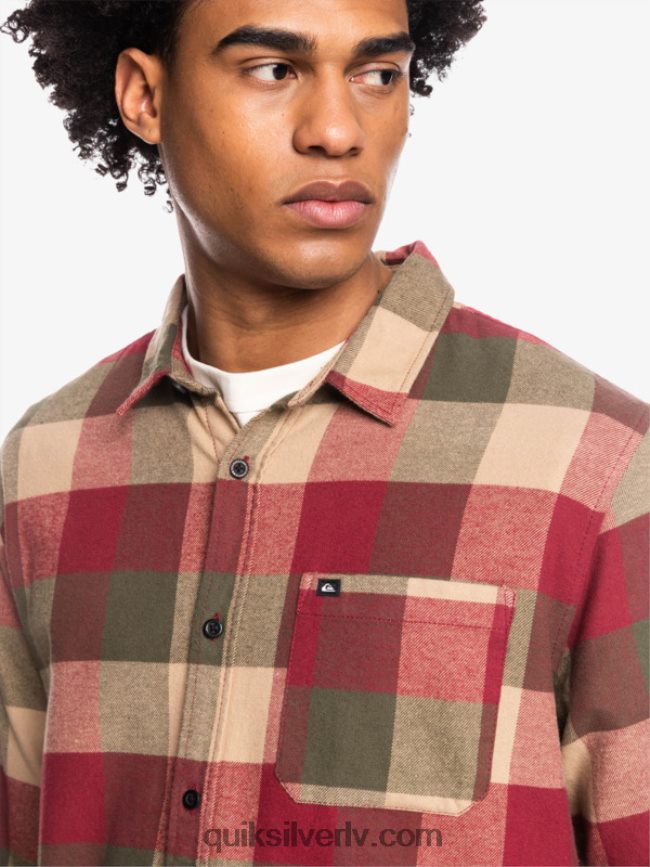 vīriešiem Quiksilver Motherfly flaneļa krekls ar garām piedurknēm rubīna vīna mātesmuša 88064R1571