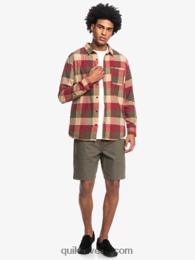 vīriešiem Quiksilver Motherfly flaneļa krekls ar garām piedurknēm rubīna vīna mātesmuša 88064R1571