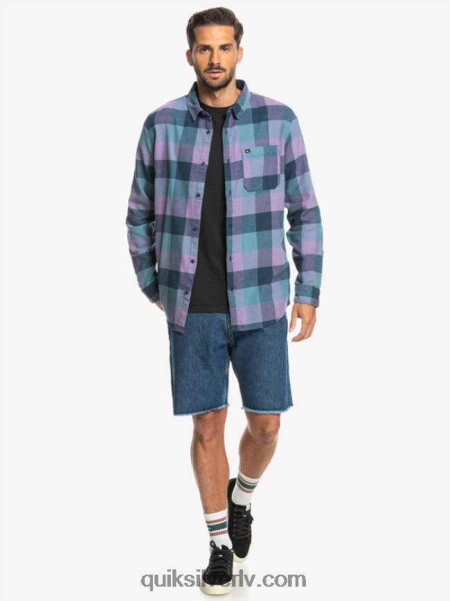 vīriešiem Quiksilver Motherfly flaneļa krekls ar garām piedurknēm zīmotnes zila mātesmuša 88064R1572
