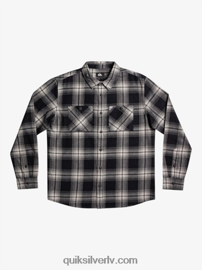 vīriešiem Quiksilver Saturna rūtains krekls ar garām piedurknēm melnais saturns 88064R1692