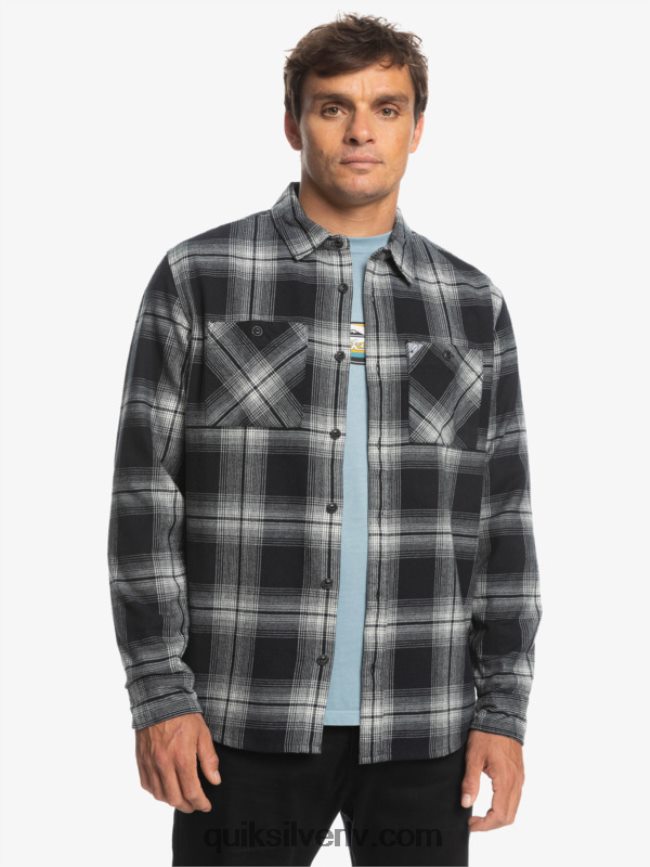 vīriešiem Quiksilver Saturna rūtains krekls ar garām piedurknēm melnais saturns 88064R1692