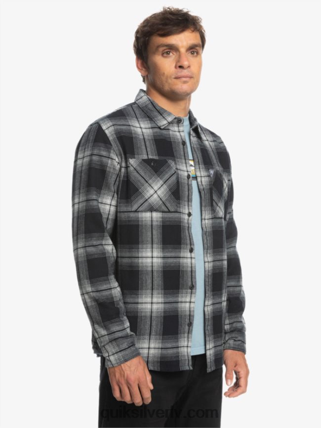 vīriešiem Quiksilver Saturna rūtains krekls ar garām piedurknēm melnais saturns 88064R1692