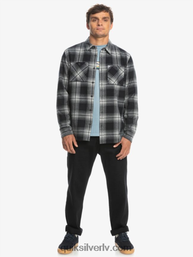 vīriešiem Quiksilver Saturna rūtains krekls ar garām piedurknēm melnais saturns 88064R1692