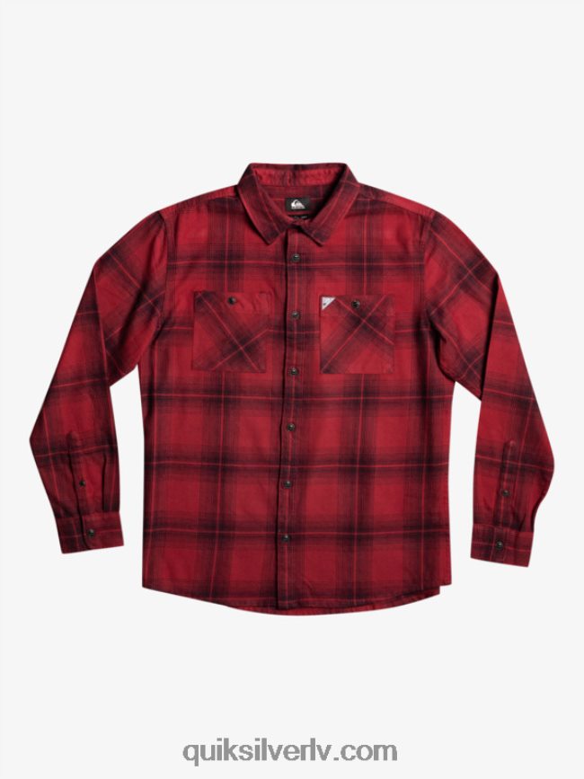 vīriešiem Quiksilver Saturna rūtains krekls ar garām piedurknēm rubīns vīns saturns 88064R1691