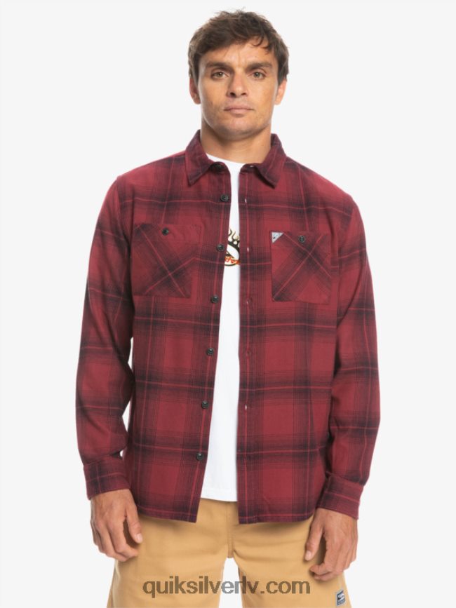 vīriešiem Quiksilver Saturna rūtains krekls ar garām piedurknēm rubīns vīns saturns 88064R1691