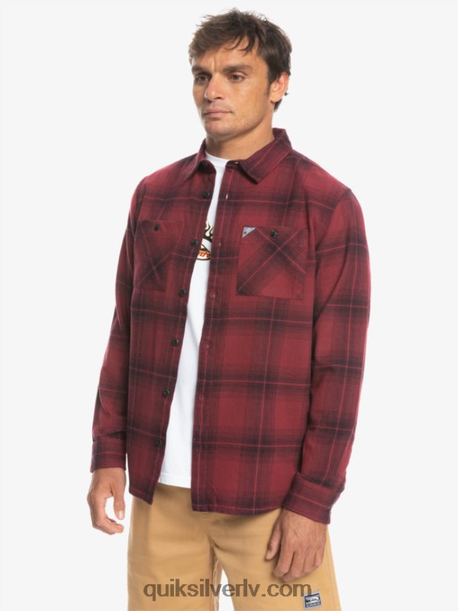 vīriešiem Quiksilver Saturna rūtains krekls ar garām piedurknēm rubīns vīns saturns 88064R1691