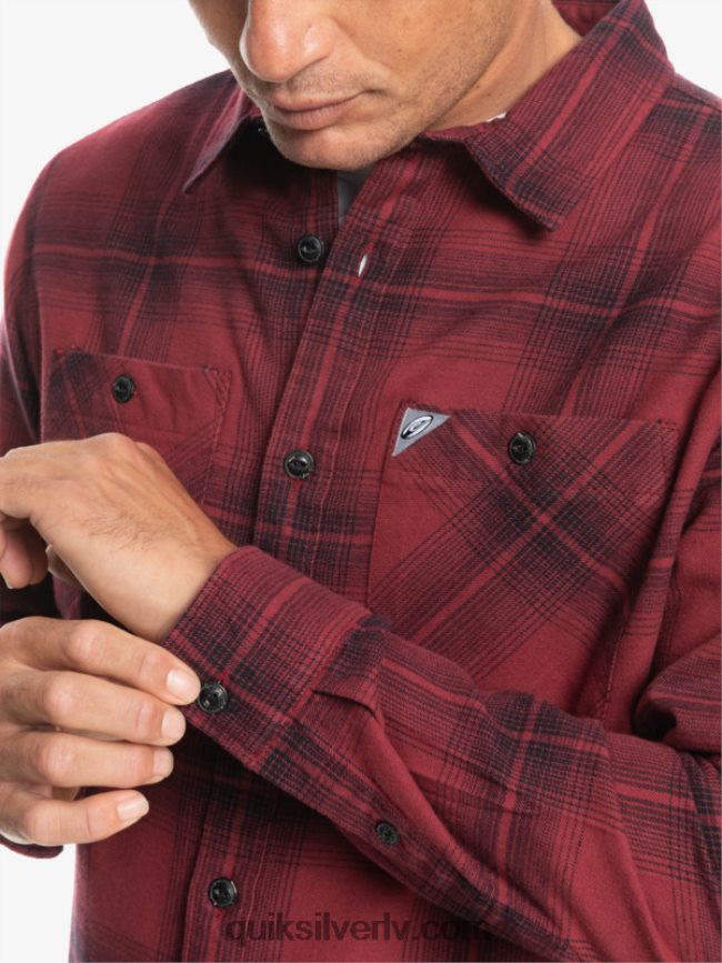 vīriešiem Quiksilver Saturna rūtains krekls ar garām piedurknēm rubīns vīns saturns 88064R1691