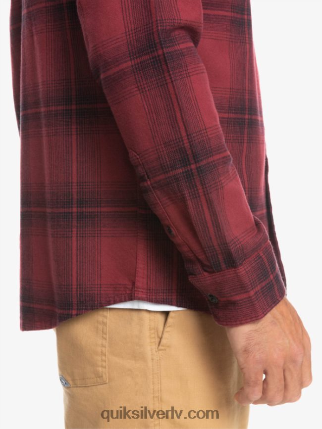 vīriešiem Quiksilver Saturna rūtains krekls ar garām piedurknēm rubīns vīns saturns 88064R1691