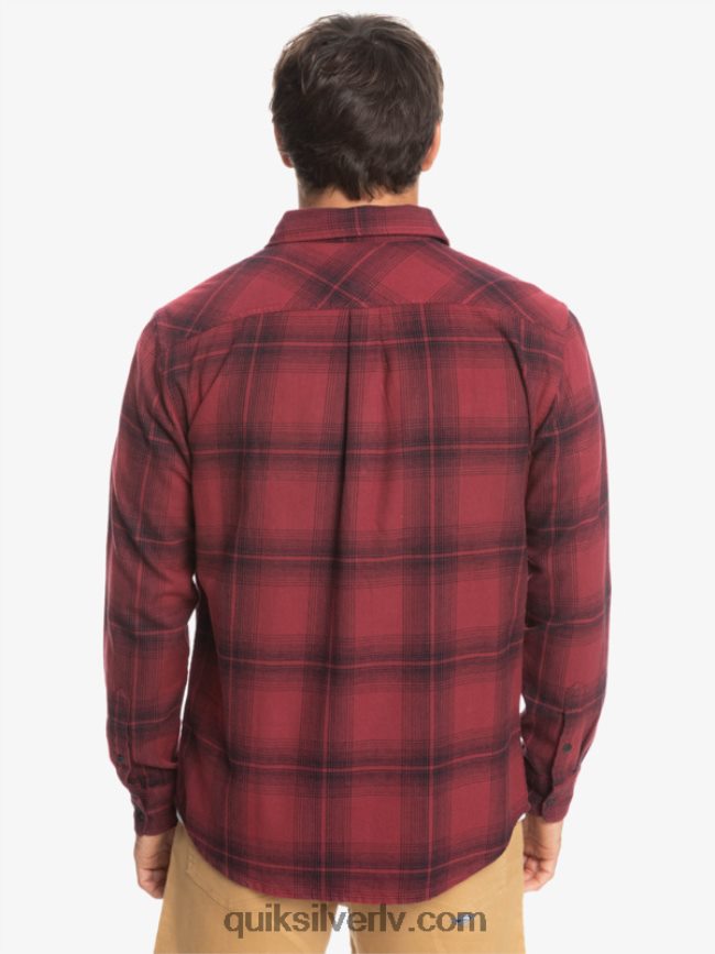 vīriešiem Quiksilver Saturna rūtains krekls ar garām piedurknēm rubīns vīns saturns 88064R1691