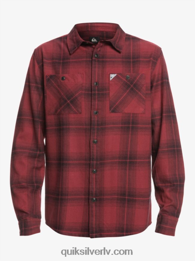 vīriešiem Quiksilver Saturna rūtains krekls ar garām piedurknēm rubīns vīns saturns 88064R1691