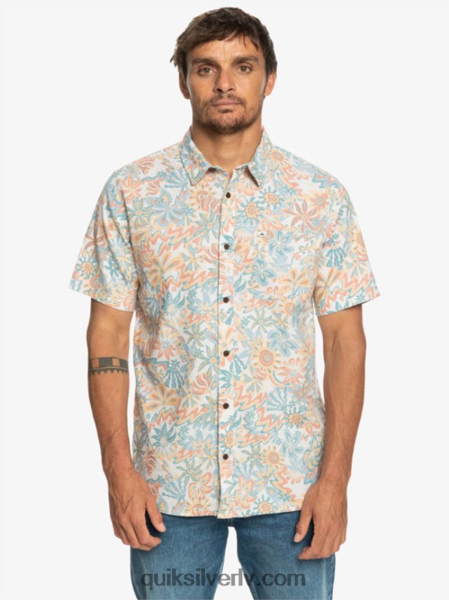 vīriešiem Quiksilver Surfadelica krekls ar īsām piedurknēm bērza surfadelika 88064R968