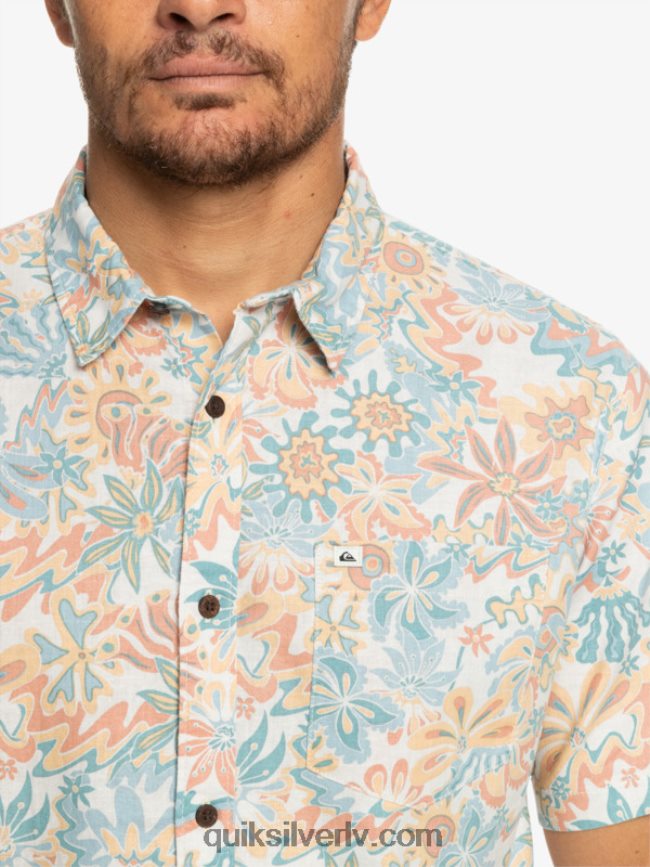 vīriešiem Quiksilver Surfadelica krekls ar īsām piedurknēm bērza surfadelika 88064R968