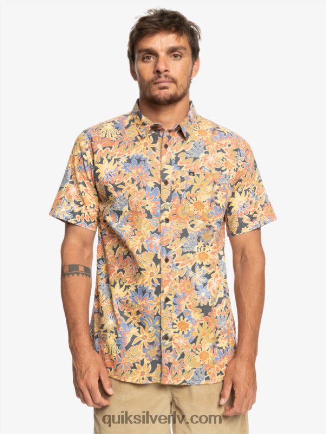 vīriešiem Quiksilver Surfadelica krekls ar īsām piedurknēm tumšā šīfera surfadelika 88064R967