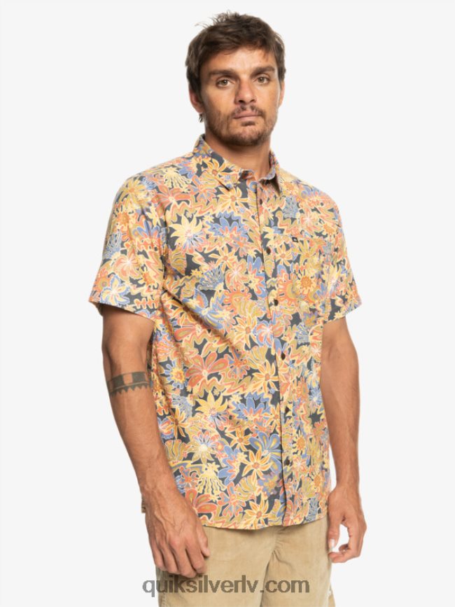 vīriešiem Quiksilver Surfadelica krekls ar īsām piedurknēm tumšā šīfera surfadelika 88064R967