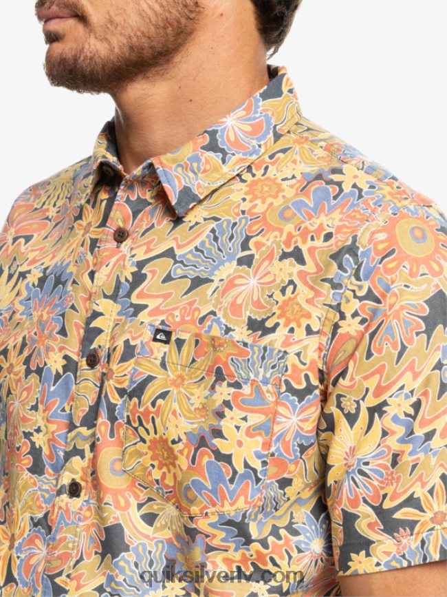 vīriešiem Quiksilver Surfadelica krekls ar īsām piedurknēm tumšā šīfera surfadelika 88064R967