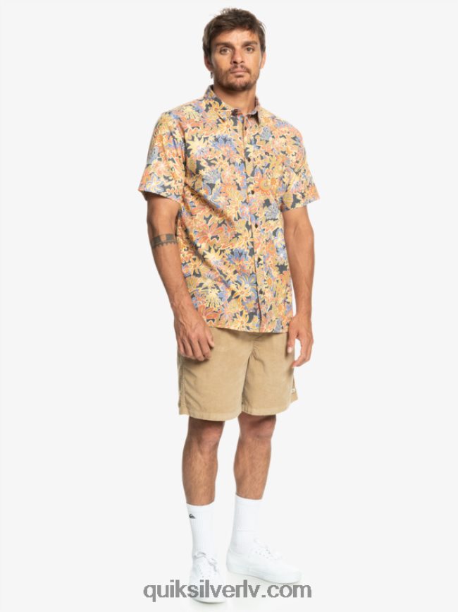 vīriešiem Quiksilver Surfadelica krekls ar īsām piedurknēm tumšā šīfera surfadelika 88064R967