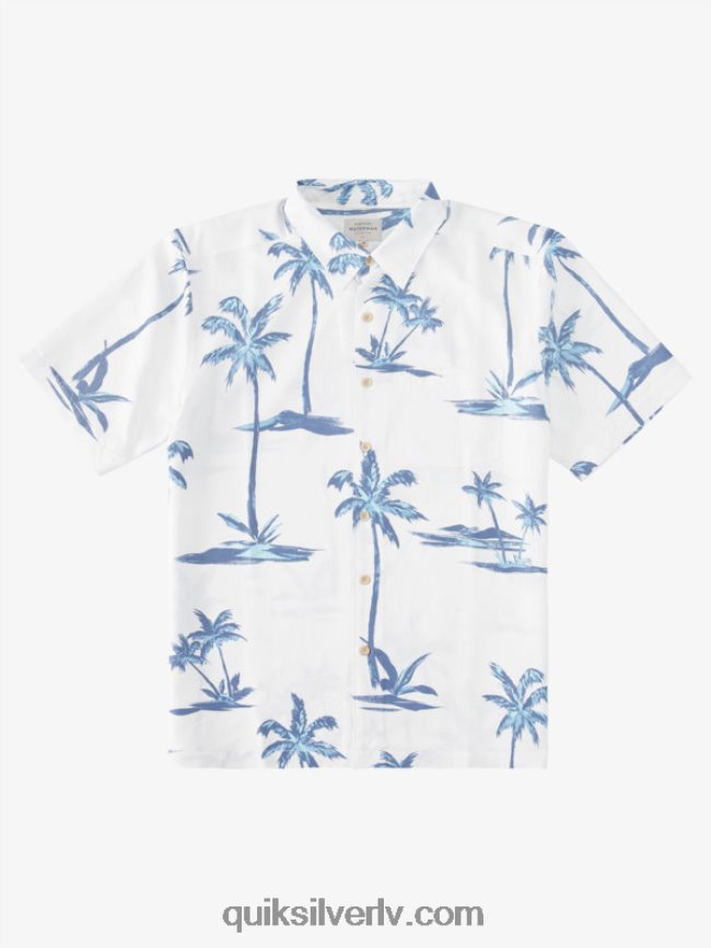 vīriešiem Quiksilver Waterman Sea Breezer havajiešu krekls ar īsām piedurknēm krēslas zils jūras brīze 88064R1501