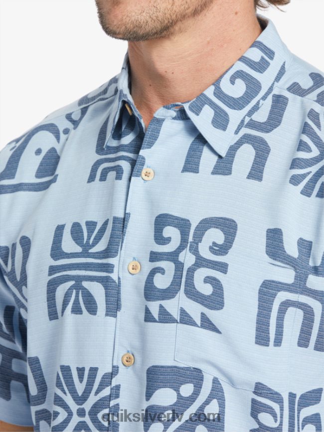 vīriešiem Quiksilver Waterman channel paddle krekls ar īsām piedurknēm krēslas zils kanālu airis 88064R457