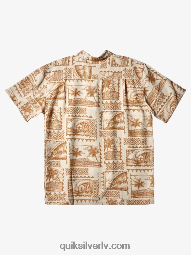 vīriešiem Quiksilver Waterman surf trippers krekls ar īsām piedurknēm brūnie rīsi sērfošanas braucēji 88064R432