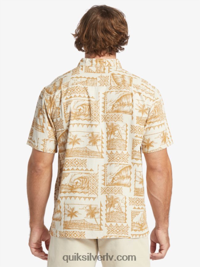 vīriešiem Quiksilver Waterman surf trippers krekls ar īsām piedurknēm brūnie rīsi sērfošanas braucēji 88064R432