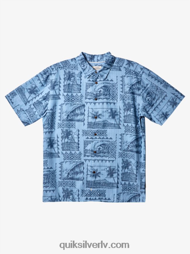 vīriešiem Quiksilver Waterman surf trippers krekls ar īsām piedurknēm krēslas zili sērfošanas braucēji 88064R434