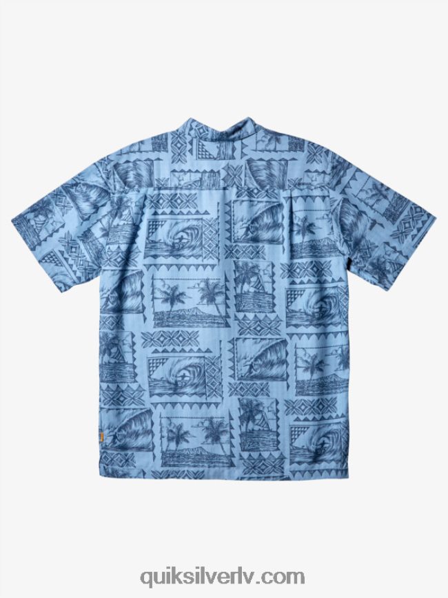 vīriešiem Quiksilver Waterman surf trippers krekls ar īsām piedurknēm krēslas zili sērfošanas braucēji 88064R434
